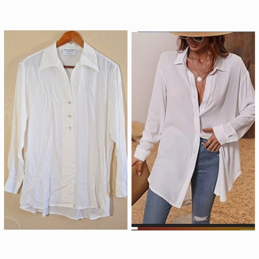Eva Lacres White Button Down Tunic